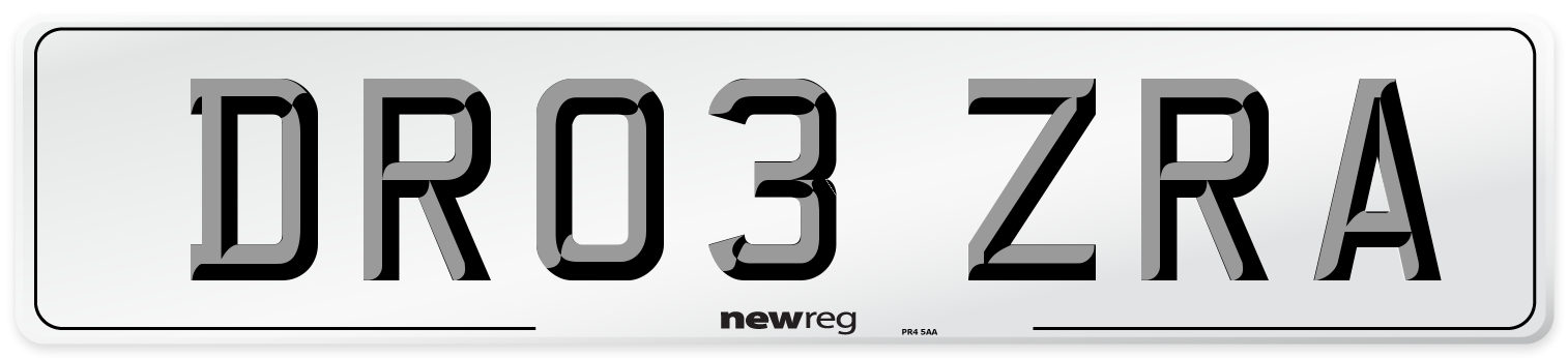 DR03 ZRA Number Plate from New Reg